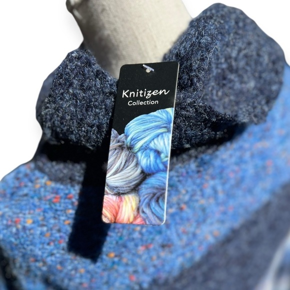 🌻NEW w.tag Knitizen Blue Striped Chunky Cozy  Warm Cowl Neck Sweater Size S - Picture 10 of 10
